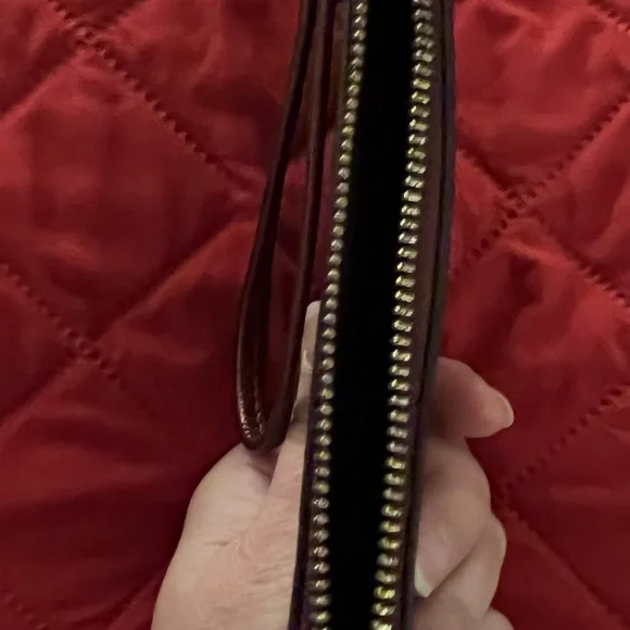 Coach Red Textured Leather Wristlet - Picture 8 of 13